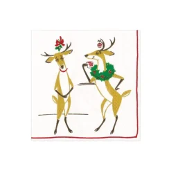 Caspari Christmas Napkins|Boxed Cocktail Napkins|Mistletoe Meets Toddy Boxed Paper Cocktail Napkins - 40 Per Box