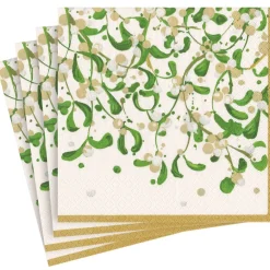 Caspari Paper Dinner Napkins|Modern Mistletoe Dinner Napkin - package of 20