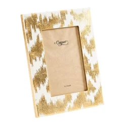 Caspari Lacquerware|Engagement Party|Modern Moiré Gold 4" x 6" Lacquer Picture Frame - includes 1 frame