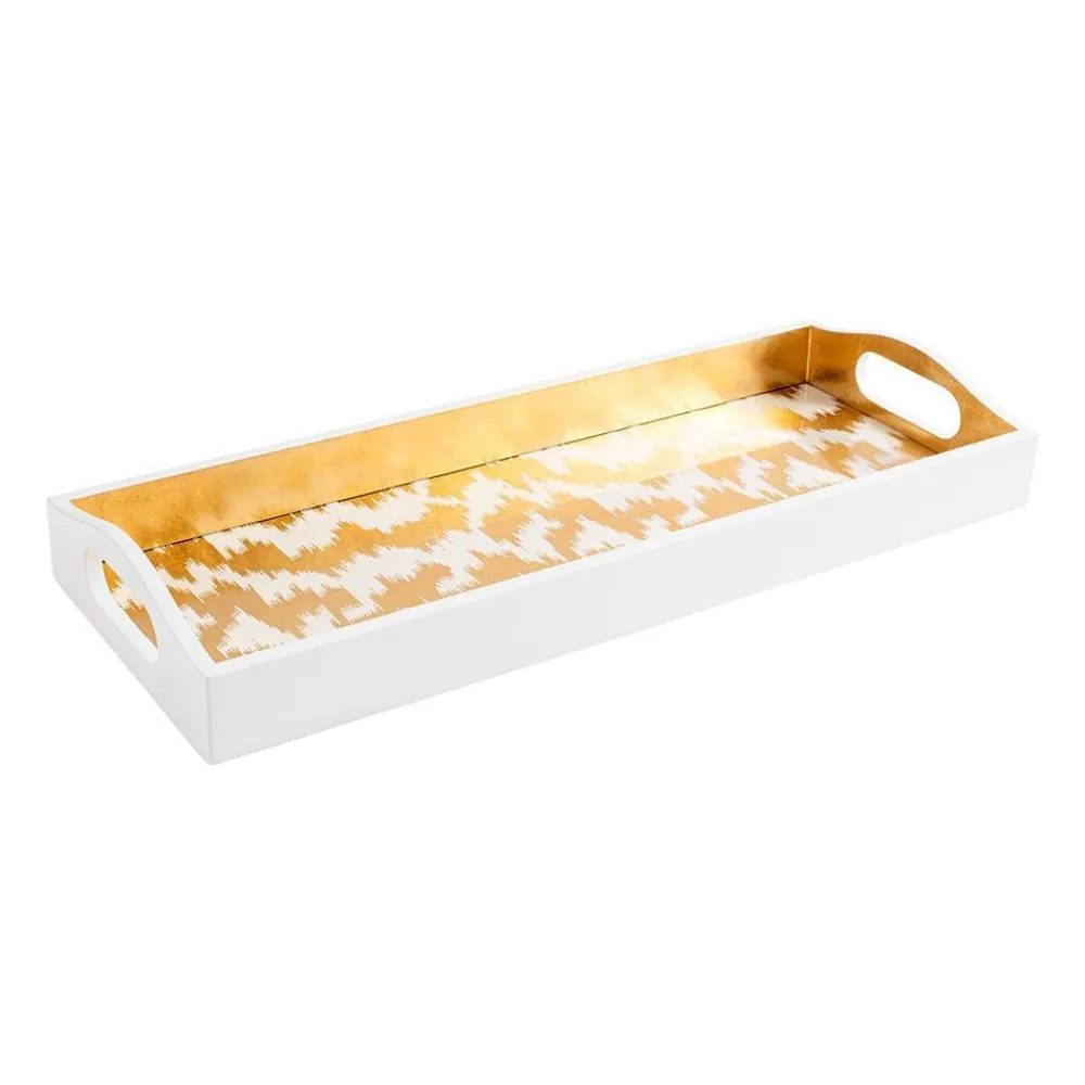 Caspari Lacquerware|Tailgates|Modern Moiré Lacquer Bar Tray in Gold - 1 Each