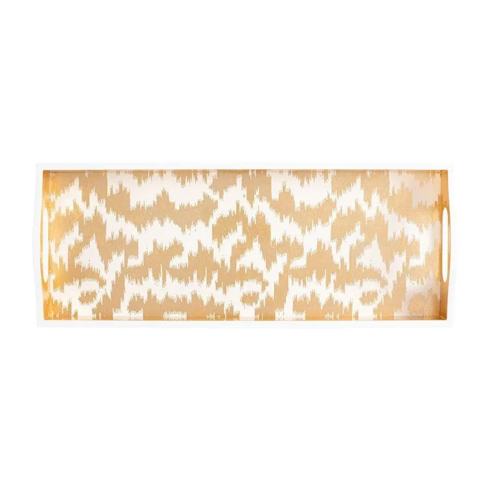 Caspari Lacquerware|Tailgates|Modern Moiré Lacquer Bar Tray in Gold - 1 Each