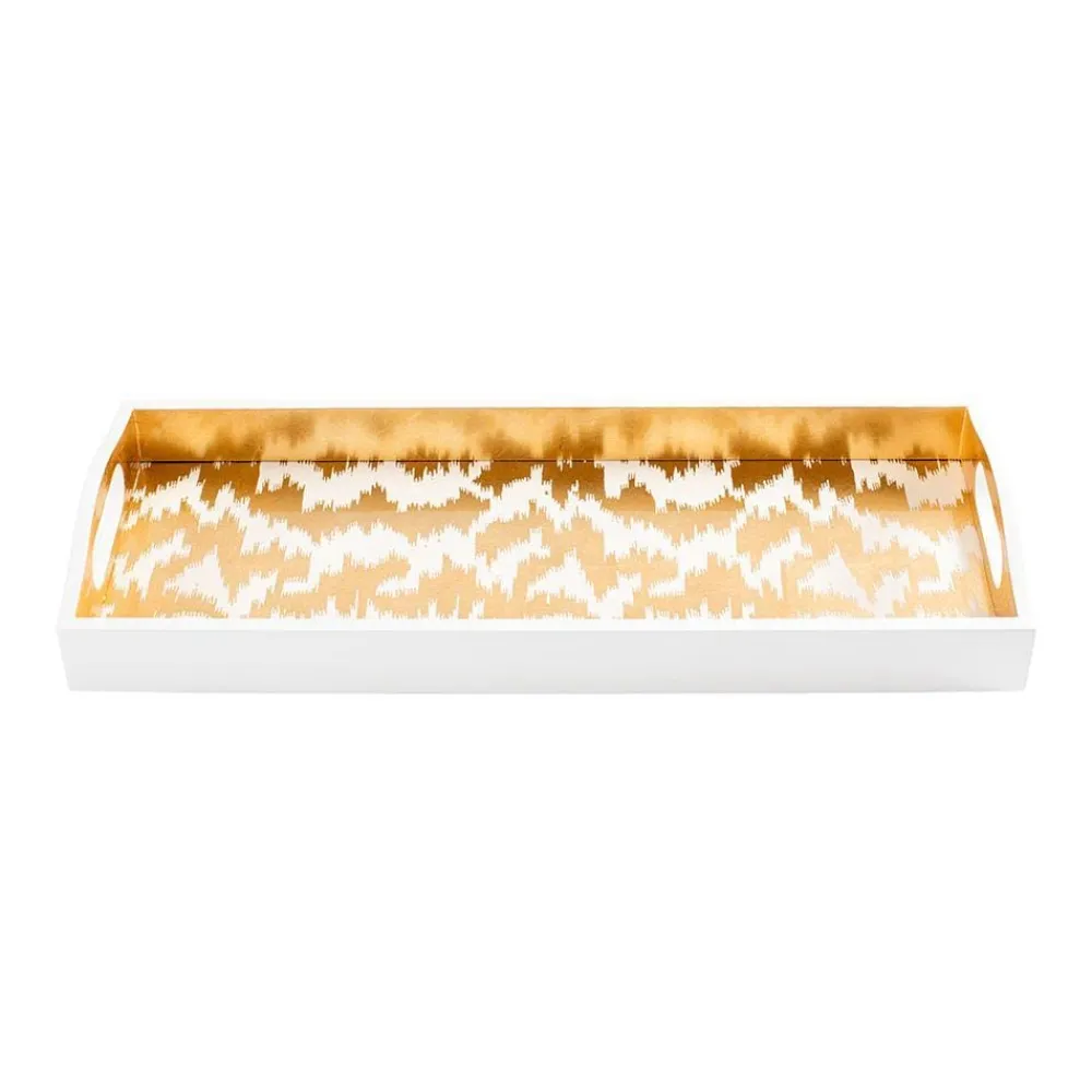 Caspari Lacquerware|Tailgates|Modern Moiré Lacquer Bar Tray in Gold - 1 Each