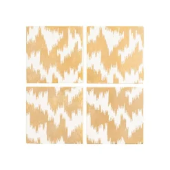 Caspari Lacquerware|Graduation Celebration|Modern Moiré Square Lacquer Coaster in Holder - Set of 4