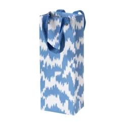 Caspari Gift & Bottle Bags|Modern Moiré Wine & Bottle Gift Bag in Blue - 1 Each