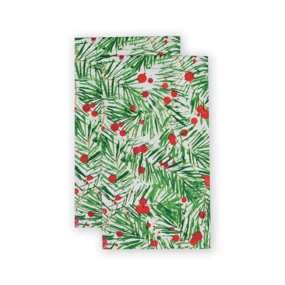 Caspari Christmas Napkins|Paper Guest Towels|Modern Pine Guest Towel Napkins - 15 Per Package