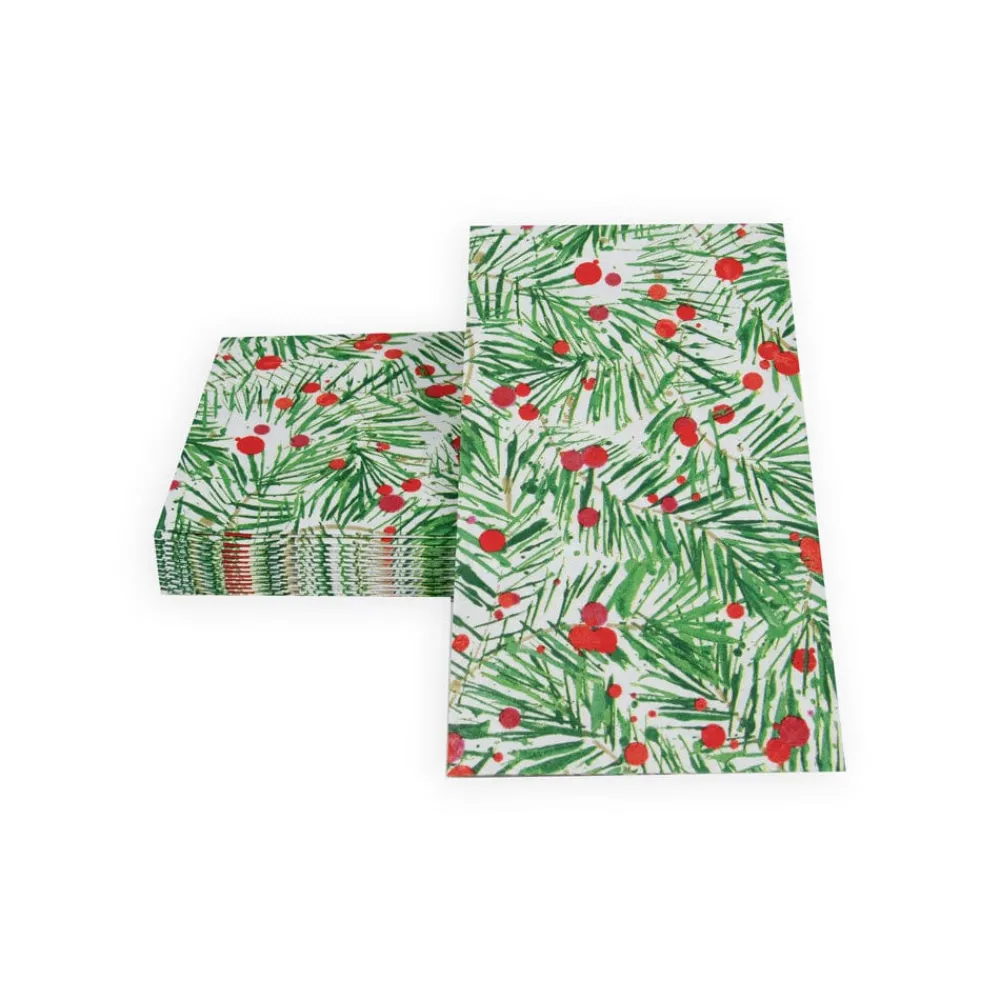 Caspari Christmas Napkins|Paper Guest Towels|Modern Pine Guest Towel Napkins - 15 Per Package