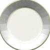 Caspari Christmas Plates|Engagement Party|Moiré Paper Dinner Plates in Silver - 8 Per Package