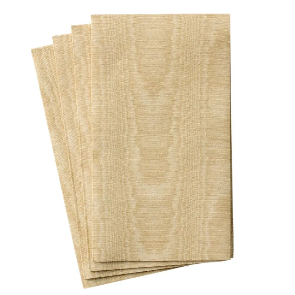 Caspari Christmas Napkins|Paper Guest Towels|Moiré Paper Linen Guest Towel Napkins in Gold - 12 Per Package