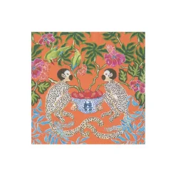 Caspari Mother'S Day|Paper Cocktail Napkins|Monkeys Paper Cocktail Napkins in Orange - 20 Per Package