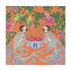 Caspari Paper Luncheon Napkins|Monkeys Paper Luncheon Napkins in Orange - 20 Per Package