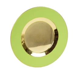 Caspari Bar Tools & Acrylic Barware|Moss Green Plate Charger with Gold Interior