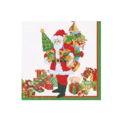 Caspari Christmas Napkins|Boxed Cocktail Napkins|Mr. Claus Boxed Cocktail Napkins - 40 Per Box