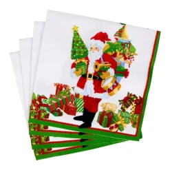 Caspari Christmas Napkins|Paper Cocktail Napkins|Mr. Claus Cocktail Napkins - 20 Per Package