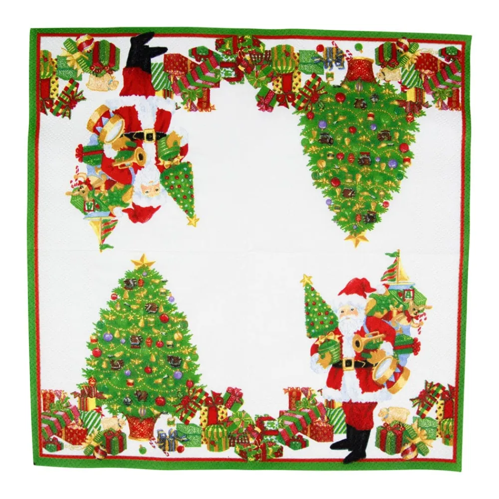 Caspari Christmas Napkins|Paper Cocktail Napkins|Mr. Claus Cocktail Napkins - 20 Per Package