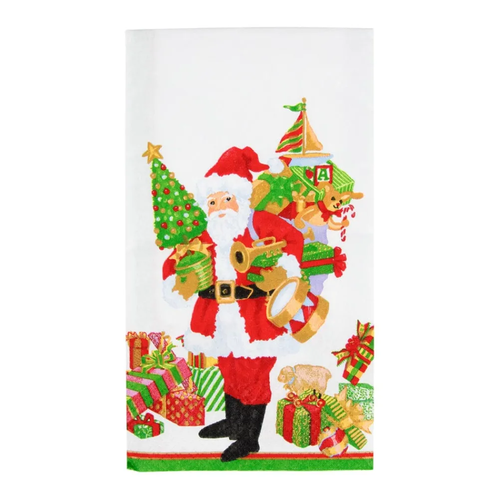 Caspari Christmas Napkins|Paper Guest Towels|Mr. Claus Guest Towel Napkins - 15 Per Package