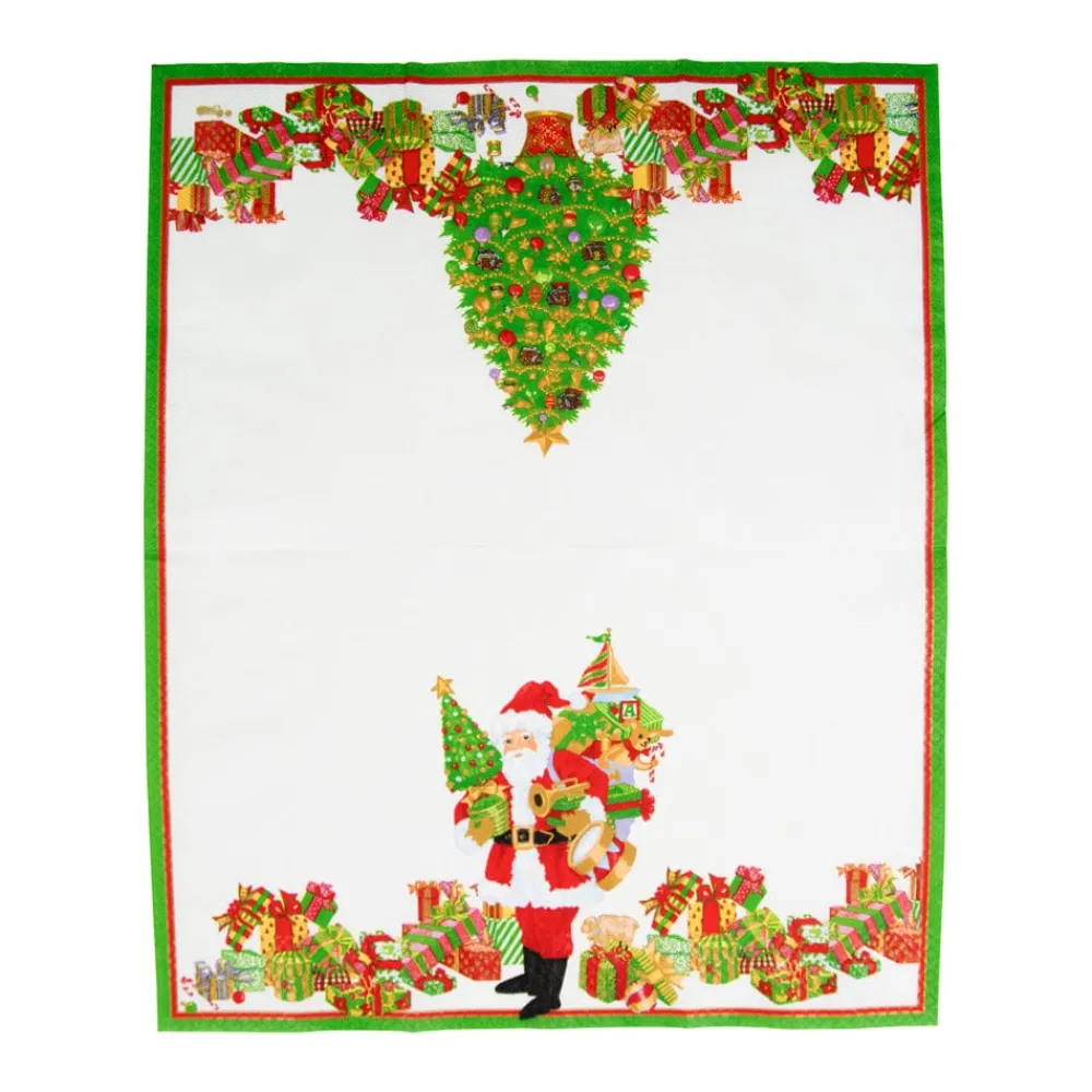Caspari Christmas Napkins|Paper Guest Towels|Mr. Claus Guest Towel Napkins - 15 Per Package