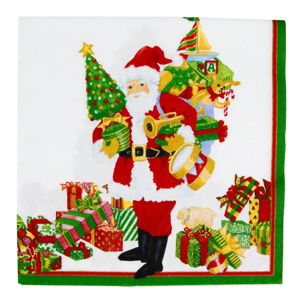 Caspari Christmas Napkins|Paper Luncheon Napkins|Mr. Claus Luncheon Napkins - 20 Per Package
