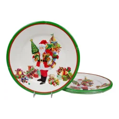 Caspari Christmas Plates|Paper Dinner Plates|Mr. Claus Paper Dinner Plates - 8 Per Package