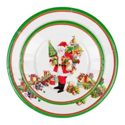 Caspari Christmas Plates|Paper Dinner Plates|Mr. Claus Paper Dinner Plates - 8 Per Package