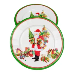 Caspari Christmas Plates|Mr. Claus Paper Salad & Dessert Plates - 8 Per Package