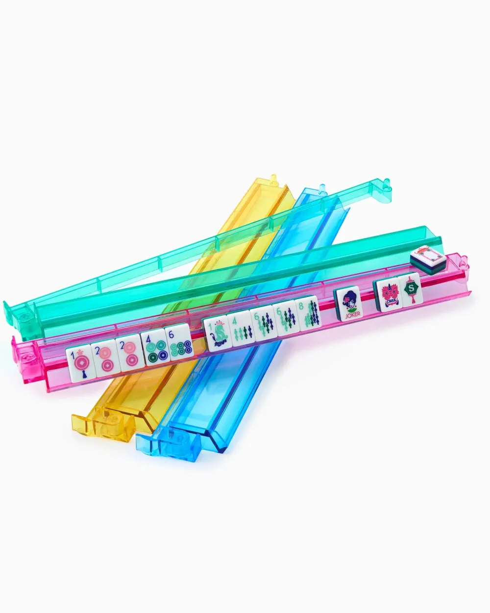 Oh My Mahjong Goldie|Darjeeling|Multicolor Acrylic Mahjong Rack & Pushers - Set of 4