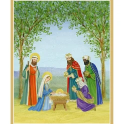 Caspari Christmas And Holiday Cards|Boxed Holiday Cards|Nativity Scene Petite Boxed Christmas Cards - includes 15 cards & envelopes
