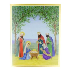 Caspari Christmas And Holiday Cards|Boxed Holiday Cards|Nativity Scene Petite Boxed Christmas Cards - includes 15 cards & envelopes