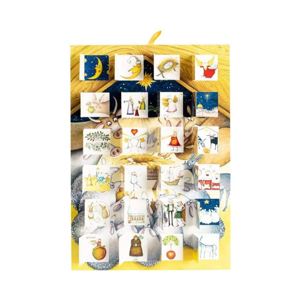 Caspari Advent Calendars|Nativity With Animals Cmas Med Flat Advent Calendar W/Env