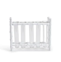 Two's Company Summer Picnic|Engagement Party|Natural Bamboo Vase With 5 Glass Tubes in White