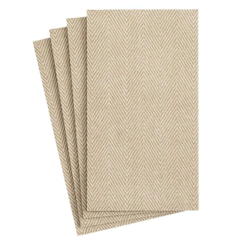 Caspari Paper Guest Towels|Natural Jute Paper Linen Guest Towel Napkins - 12 Per Package