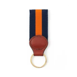 Barrons-Hunter Father'S Day|Navy & Orange Grosgrain Ribbon Key Fob