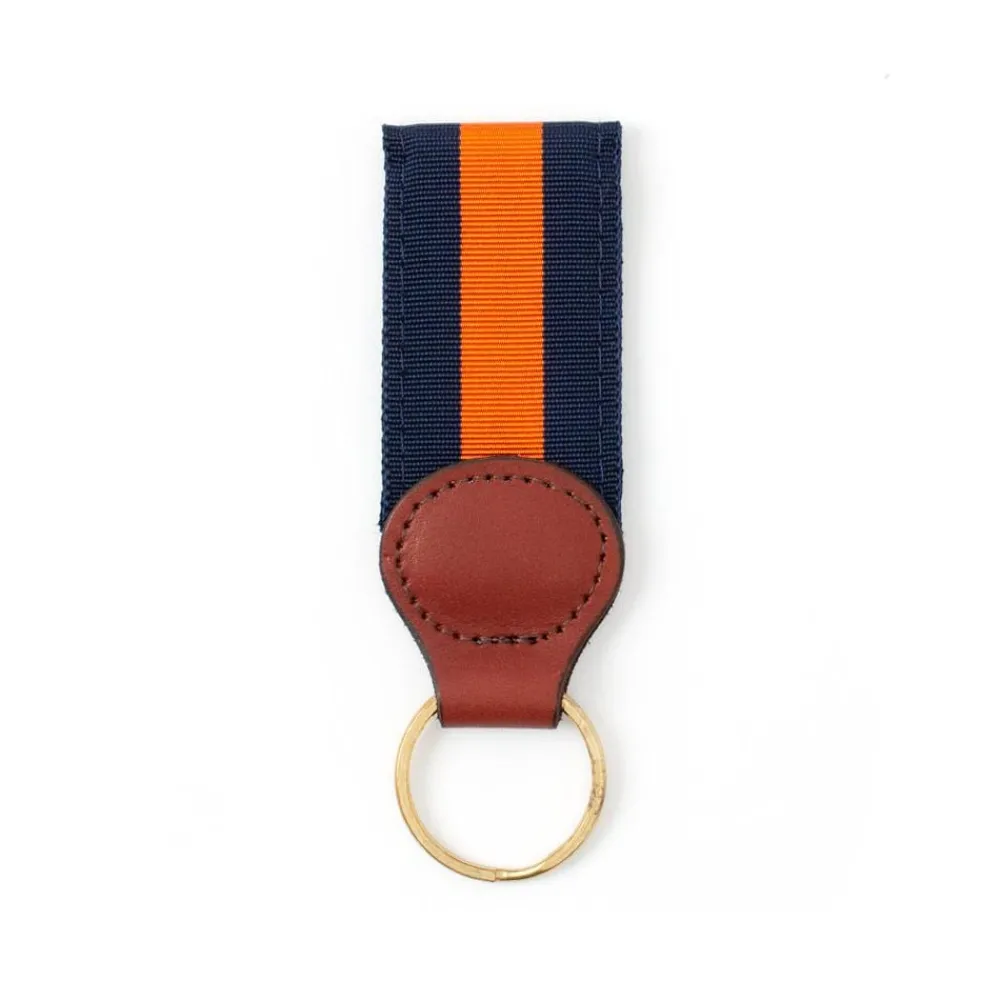 Barrons-Hunter Father'S Day|Navy & Orange Grosgrain Ribbon Key Fob