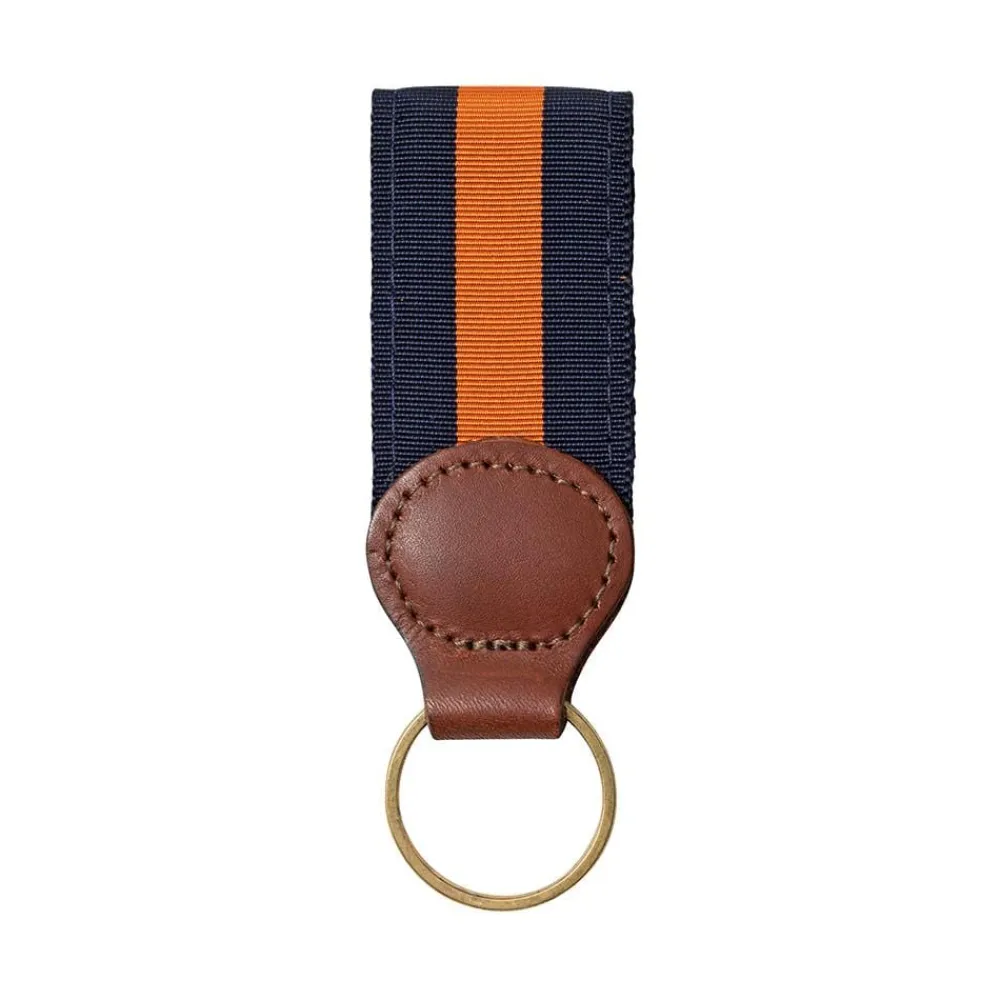 Barrons-Hunter Father'S Day|Navy & Orange Key Ring with Leather Trim