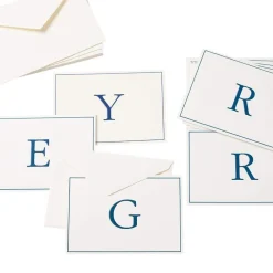 Caspari Mother'S Day|Note Cards|Navy Embossed Single Initial Boxed Note Cards - 8 Note Cards & 8 Envelopes