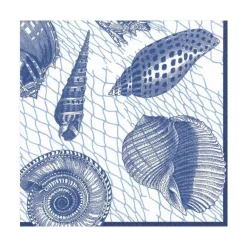 Caspari Paper Luncheon Napkins|Netting and Shells Paper Luncheon Napkins in Blue - 20 Per Package