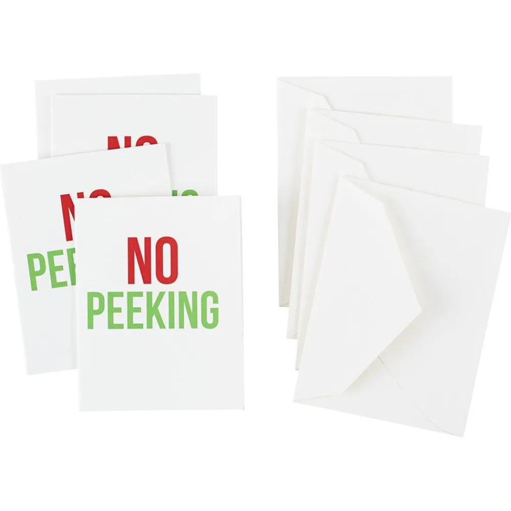 Caspari Christmas Gift Tags & Labels|Gift Tags & Enclosure Cards|No Peeking Gift Enclosure Cards - 4 Mini Cards & 4 Envelopes
