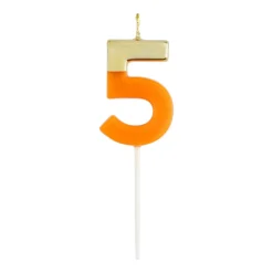 Caspari Birthday|Number Candle 5 - Bright Orange
