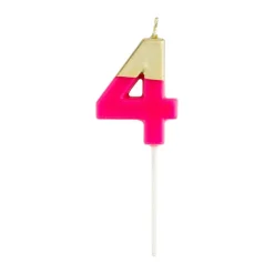 Caspari Birthday|Number Candle 4 - Fuchsia