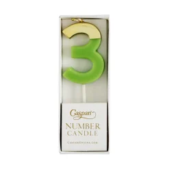 Caspari Birthday|Number Candle 3 - Moss Green