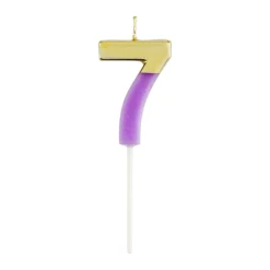 Caspari Birthday|Number Candle 7 - Purple