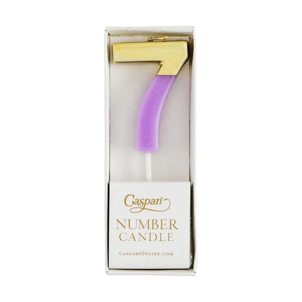 Caspari Birthday|Number Candle 7 - Purple
