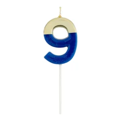 Caspari Birthday|Number Candle 9 - Royal Blue
