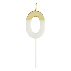 Caspari Birthday|Number Candle 0 - White
