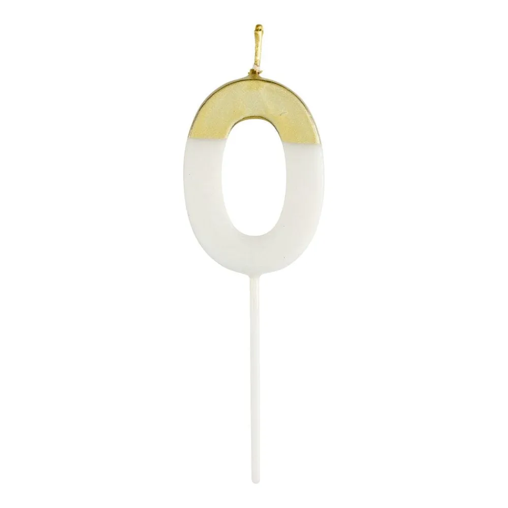 Caspari Birthday|Number Candle 0 - White