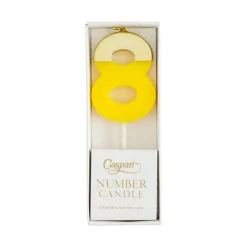 Caspari Birthday|Number Candle 8 - Yellow