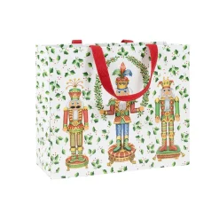 Caspari Christmas Gift & Bottle Bags|Gift & Bottle Bags|Nutcracker Christmas White Gift Bags
