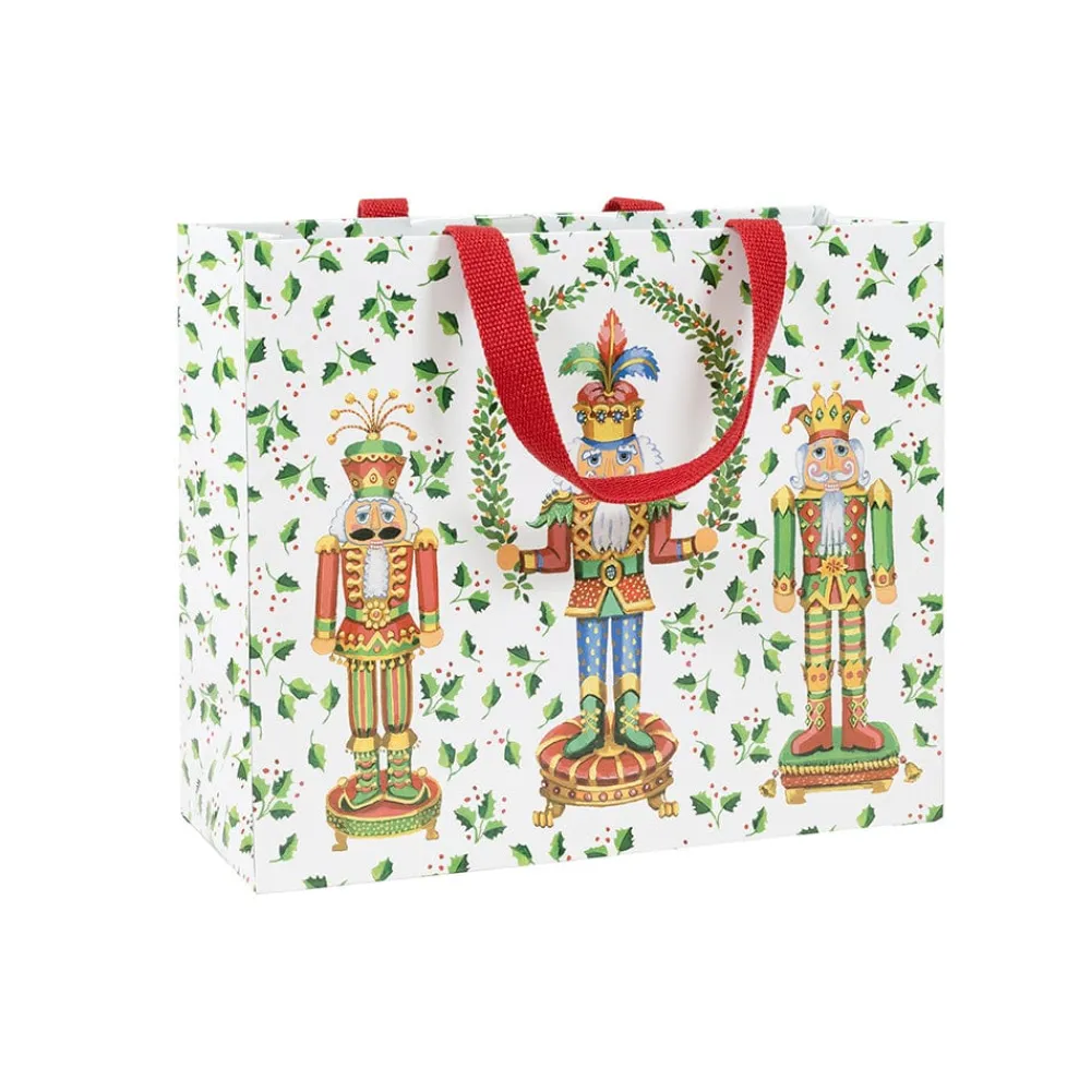 Caspari Christmas Gift & Bottle Bags|Gift & Bottle Bags|Nutcracker Christmas White Gift Bags
