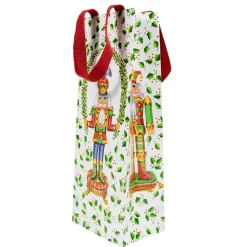 Caspari Christmas Gift & Bottle Bags|Gift & Bottle Bags|Nutcracker Christmas White Wine & Bottle Gift Bag - 1 Each