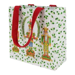 Caspari Christmas Gift & Bottle Bags|Gift & Bottle Bags|Nutcracker Christmas White Small Square Gift Bag - 1 Each
