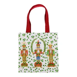 Caspari Christmas Gift & Bottle Bags|Gift & Bottle Bags|Nutcracker Christmas White Small Square Gift Bag - 1 Each